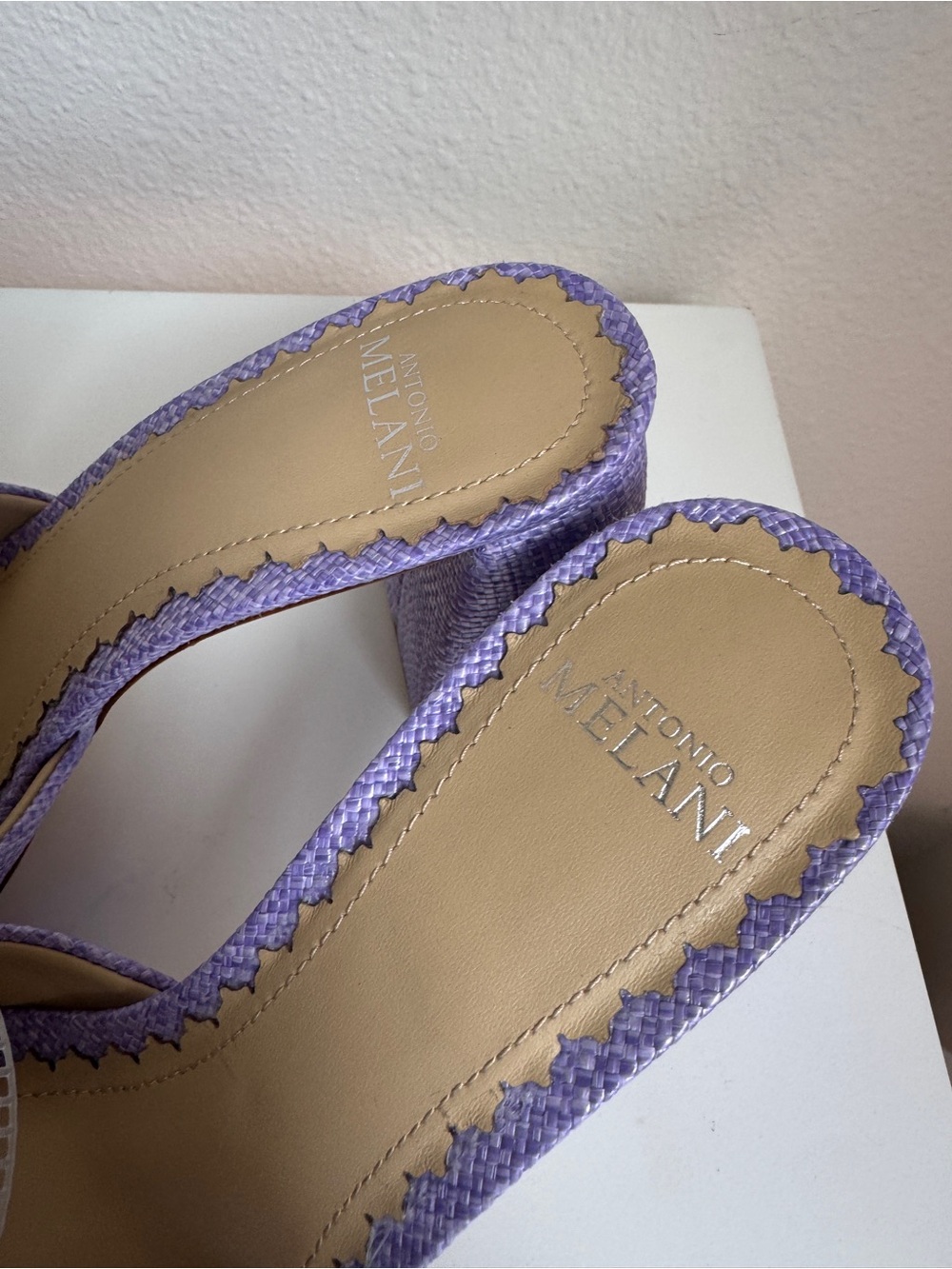 NWT Antonio Melani Glora Purple Raffia Flower Dress Sandals Sz 8,5 - Picture 5 of 10